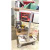 Image 1 : MOBILE ALUMINIUM FRAMED WORK TABLE WITH WOODEN TOP - APPROX. 60" ACROSS X 30" WIDE X 45" HIGH