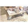 Image 3 : MOBILE ALUMINIUM FRAMED WORK TABLE WITH WOODEN TOP - APPROX. 60" ACROSS X 30" WIDE X 45" HIGH