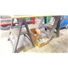 Image 1 : PAIR FOLDING SAWHORSES WITH WOOD TABLE TOP & ALUMINIUM FRAMED WOOD TOP WORK TABLE