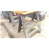 Image 3 : PAIR FOLDING SAWHORSES WITH WOOD TABLE TOP & ALUMINIUM FRAMED WOOD TOP WORK TABLE