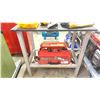 Image 5 : PAIR FOLDING SAWHORSES WITH WOOD TABLE TOP & ALUMINIUM FRAMED WOOD TOP WORK TABLE