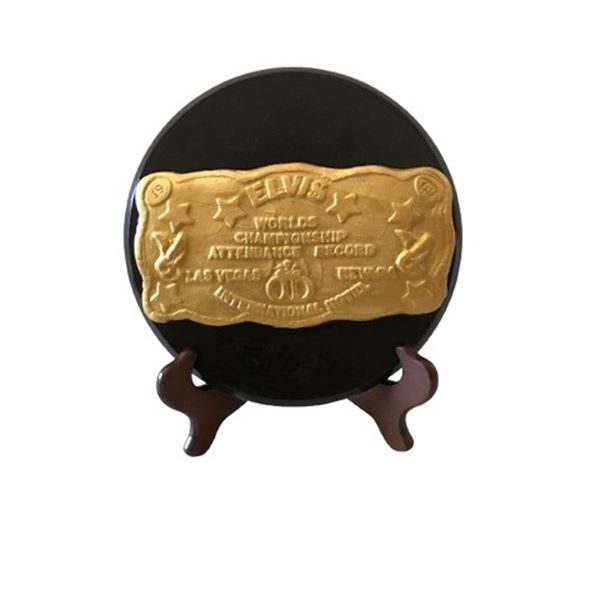 Colonel Tom Parker Signed Elvis Presley Buckle Championship Attendance Plaque Replica