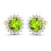 Image 2 : 14KT Yellow Gold 1.72ctw Peridot Topaz and Diamond Earrings