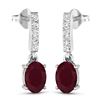 Image 2 : 14KT White Gold 1.7ctw Ruby and Diamond Earrings
