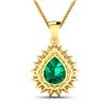 Image 3 : 14KT Yellow Gold 2.85ctw Zambian Emerald and Diamond Pendant