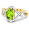Image 2 : 14KT Yellow Gold 1.05ctw Peridot and Diamond Ring