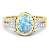 Image 3 : 14KT Yellow Gold 1.28ctw Aquamarine and Diamond Ring