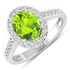 Image 1 : 14KT White Gold 1.6ctw Peridot and Diamond Ring