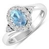 Image 1 : 14KT White Gold 0.51ctw Aquamarine and Diamond Ring