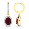 Image 4 : 14KT Yellow Gold 3ctw Ruby and Diamond Earrings