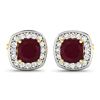 Image 2 : 14KT Yellow Gold 2.44ctw Ruby and Diamond Earrings