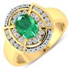 Image 1 : 14KT Yellow Gold 1ct Zambian Emerald and Diamond Ring