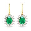 Image 1 : 14KT Yellow Gold 3.06ctw Zambian Emerald and Diamond Earrings