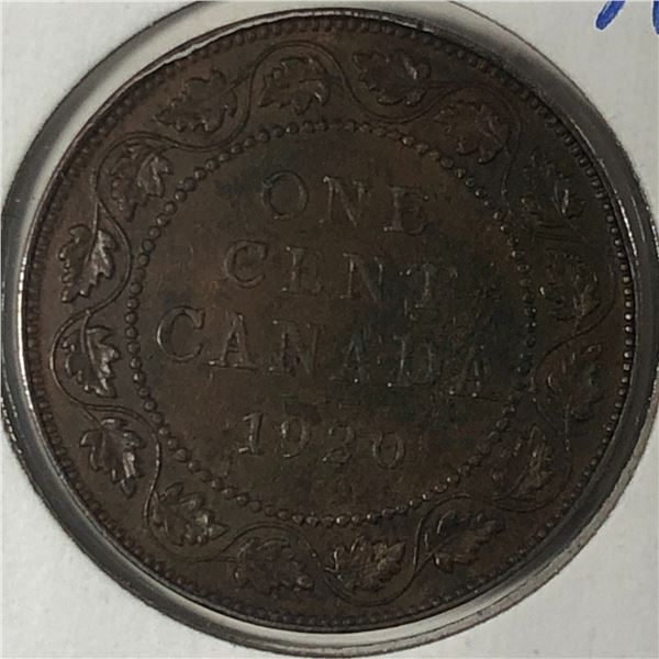 Canadian Large Cent 1920 AU++