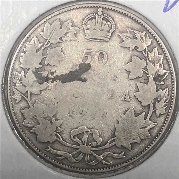 1914 King George V 50 Cents G+