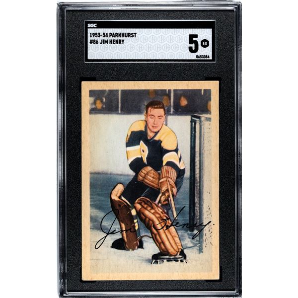 1953-54 Parkhurst #86 Sugar Jim Henry (SGC 5)
