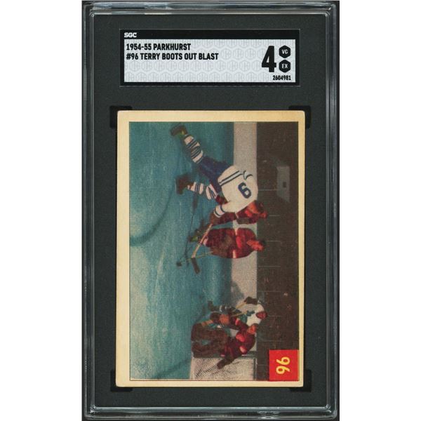 1954-55 Parkhurst #96 Terry Boots Out Teeder's Blast (SGC 4)