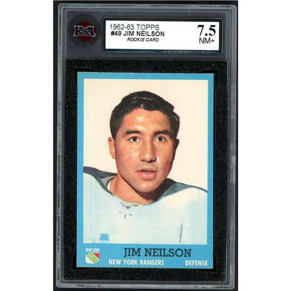 1962-63 Topps #49 Jim Nielson RC (KSA 7.5)