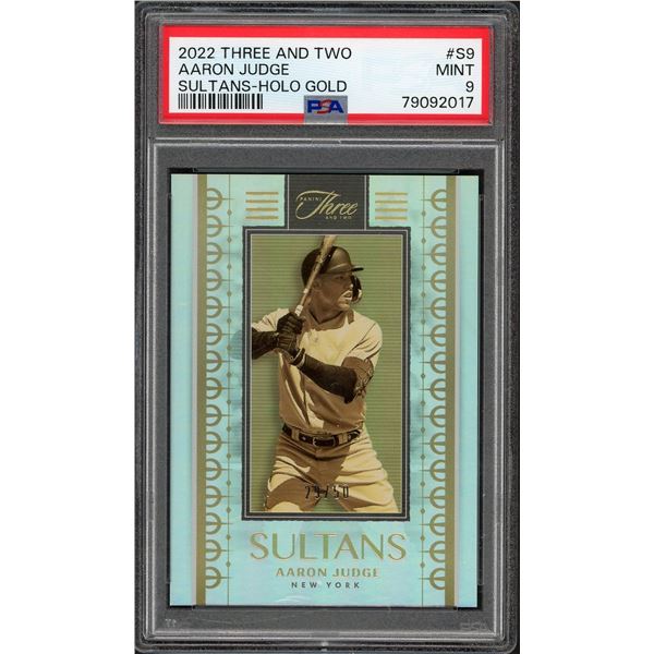 2022 Panini Three and Two Aaron Judge Sultans Holo Gold #29/50 - PSA 9