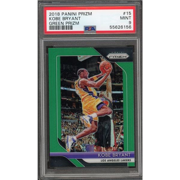 2018 Panini Prizm Kobe Bryant Green Prizm - PSA 9