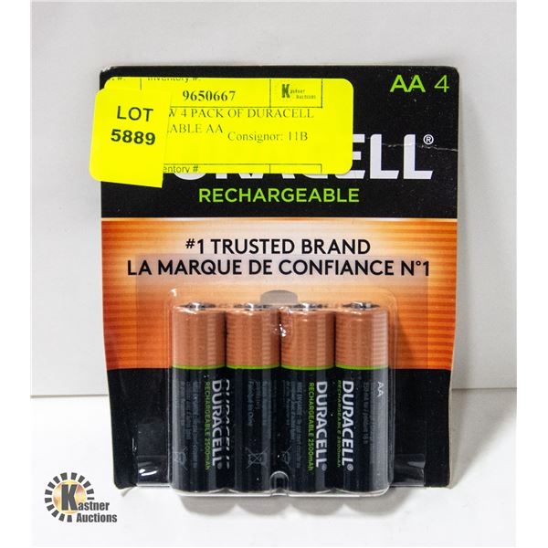 BRAND NEW 4 PACK OF DURACELL RECHARGEABLE AA