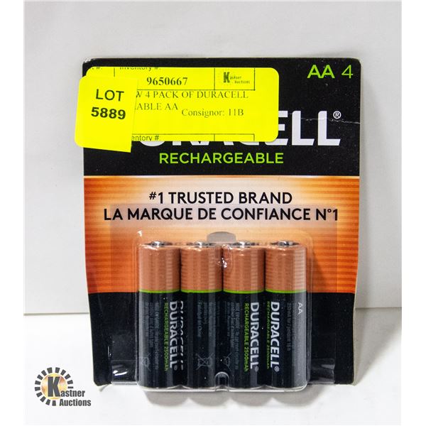 BRAND NEW 4 PACK OF DURACELL RECHARGEABLE AA