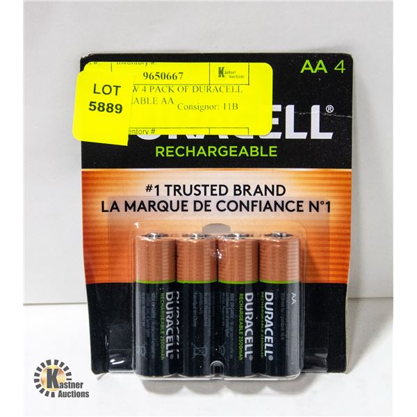 BRAND NEW 4 PACK OF DURACELL RECHARGEABLE AA