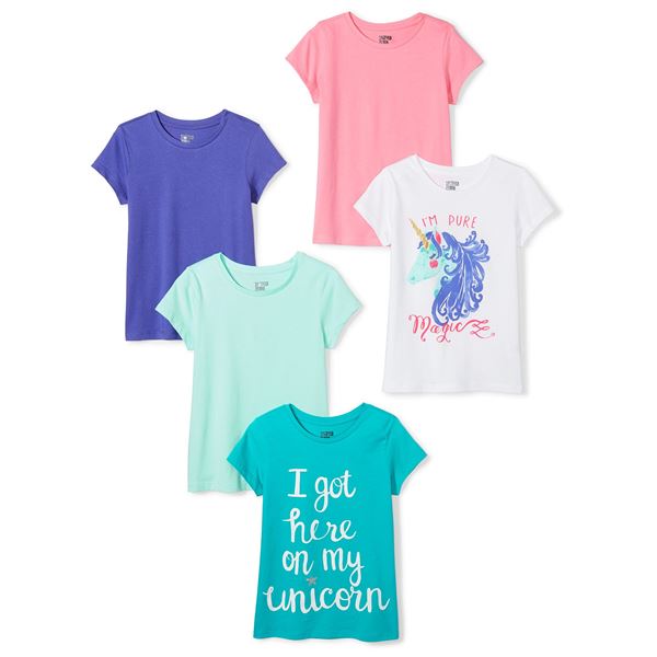 NEW SPOTTED ZEBRA 5 PACK GIRLS GRAPHIC T-SHIRTS