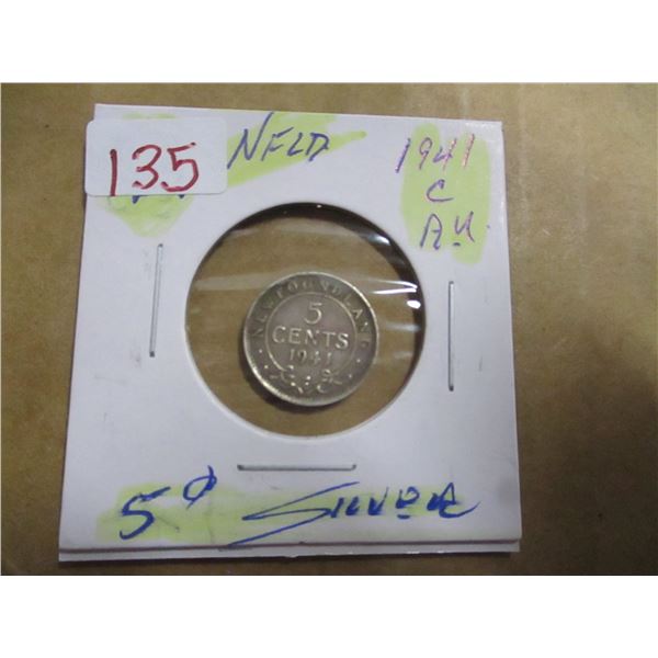 1941C NEWFOUNDLAND SILVER FIVE CENT