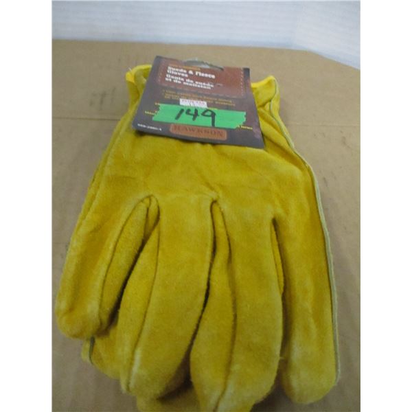 STORE CLOSE-OUT/NEW:  SUEDE & FLEECE GLOVES (SIZE MEDIUM) - PAIR