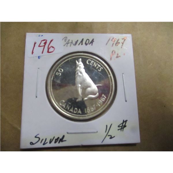 1967 P/L CANADA WOLF SILVER HALF DOLLAR