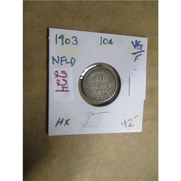 1903 VG/F NEWFOUNDLAND KING EDWARD VII SILVER DIME