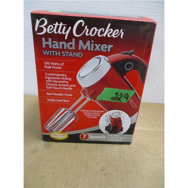 ESTATE:  BETTY CROCKER HAND MIXER WITH STAND IN ORIGINAL BOX
