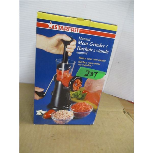 ESTATE:  MANUAL STARFRIT MEAT GRINDER IN ORIGINAL BOX