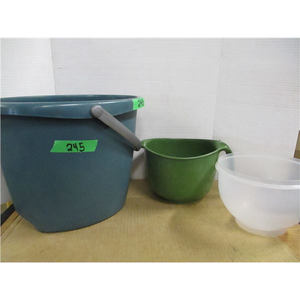 ESTATE:  PLASTIC PAIL, PITCHER & BOWL
