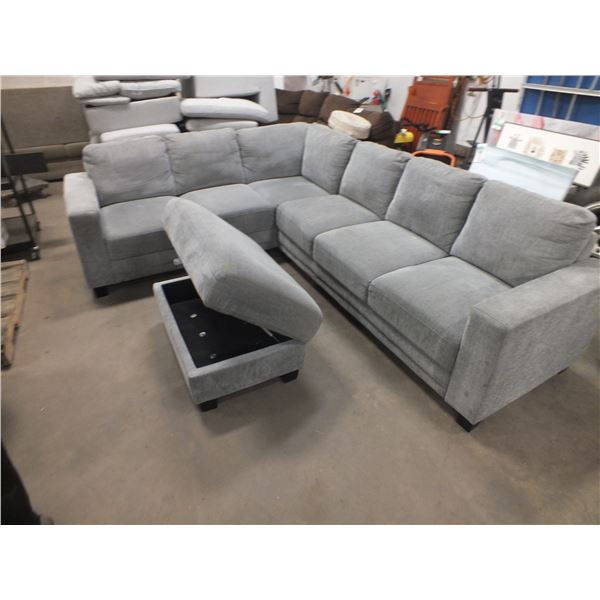 2pc Grey Sectional w/ Ottoman