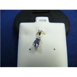 Tanzanite and diamond, pendant, platinum, tanzanite: pear shape, faceted, approx. .50 carats, transp