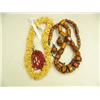 Image 1 : Amber and silver bead shell necklace and matching earrings  and pair of red coral earrings (246)