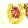 Image 2 : Amber and silver bead shell necklace and matching earrings  and pair of red coral earrings (246)