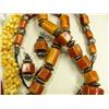 Image 3 : Amber and silver bead shell necklace and matching earrings  and pair of red coral earrings (246)