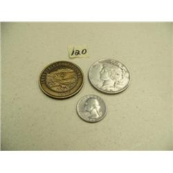 TransAlaska pipe line medallion 1976 and 1922 US piece dollar made in Denver (2)