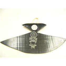 10" baleen Ulu scrimshawed with Eskimo lady in dance regalia (2)