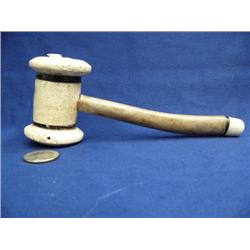 7" whale bone and baleen with oosik handle gavel (2)