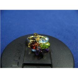 Multi gemstone lady's rings, 14K yellow gold, Amethyst, Peridot, garnet, citrine and pear, faceted, 