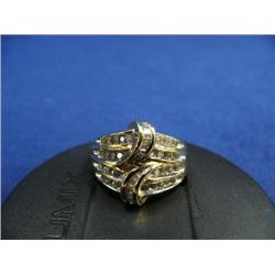 Diamond lady's ring, 14K yellow gold, round and baguette cut, approx. .50 carats, clarity SI3-I1, co