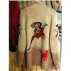 Image 2 : Handmade Alaskan wool sweater, men's with hunters, moose, dogs, and state of Alaska (246)