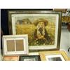 Image 2 : Soft sculpture moose, picture of little girl, picture frames, basket - of willow and deer hide (246)