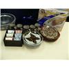 Image 4 : Lot of cobalt blue dinner plates with silver under plates, set of 6 Japanese soup bowls, thermal the