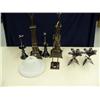 Image 1 : Pair of lamps and 2 pairs of metal candle sticks and metal cormorant (8888)