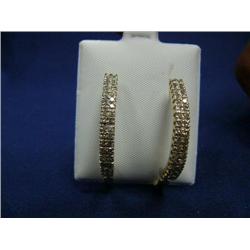 Diamond hoop earrings, 10K yellow gold, round cut, approx. 1 carat, clarity I2, color, fancy color -